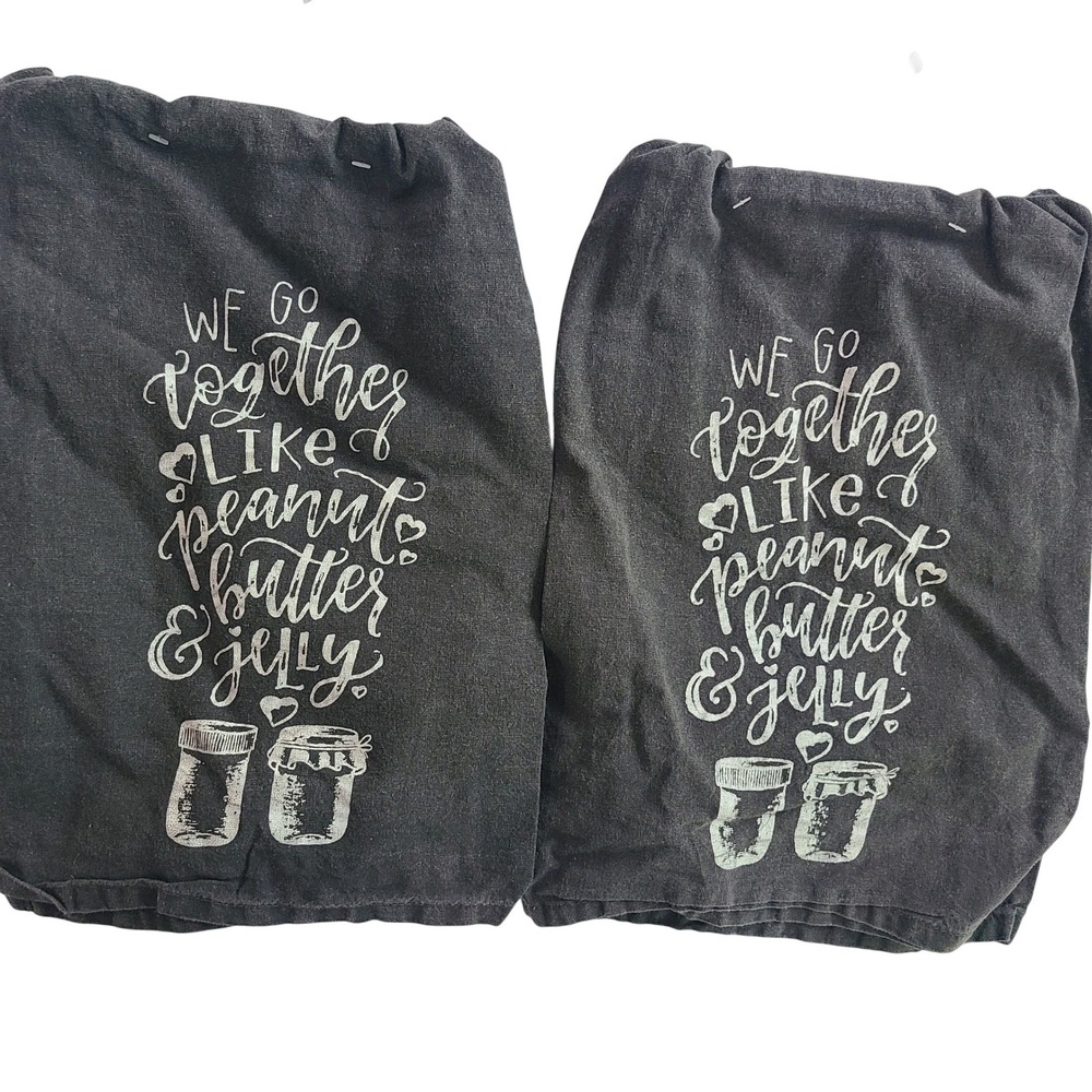Primitives by Kathy 2pk‎ We Go Together Like PB&J Cotton Dish Towels Grey